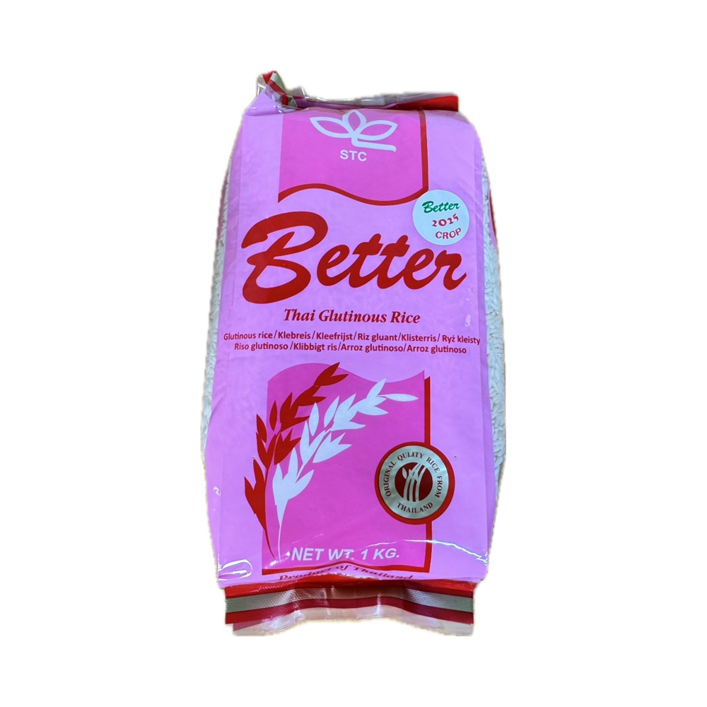 Better Brand Glutinous Rice 1kg package, premium quality sticky rice ideal for Asian and traditional recipes