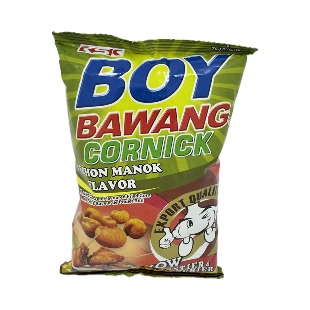 Boy Bawang Lechon Manok 90g – Filipino crunchy corn snack with savory lechon manok (roast chicken) flavor. Perfectly spiced and addictive.