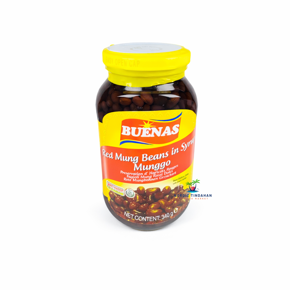 Buenas Red Mung Beans in Syrup (Munggo) – Filipino red mung beans in syrup, a traditional Pinoy market ingredient used in Filipino cooking.