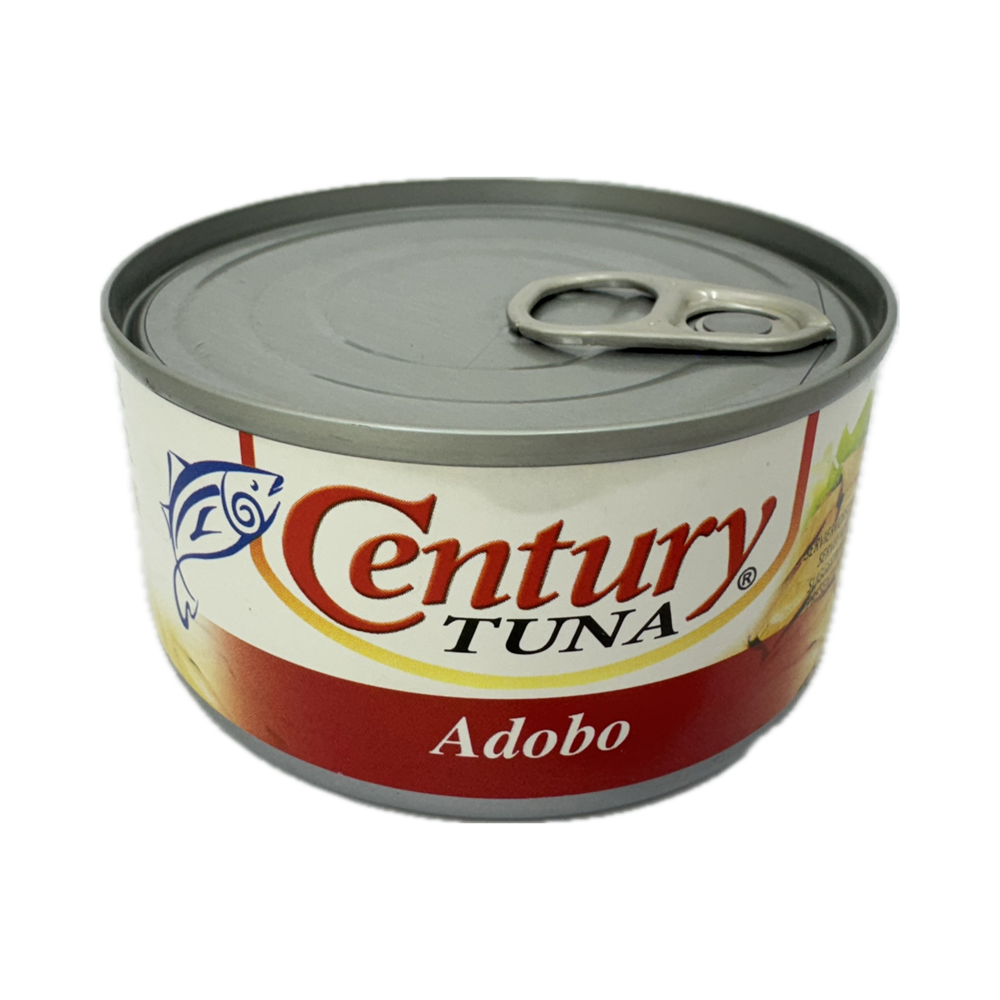 Century Tuna Adobo 180g – Tender tuna flakes in a savory adobo sauce made with soy sauce, vinegar, and spices.