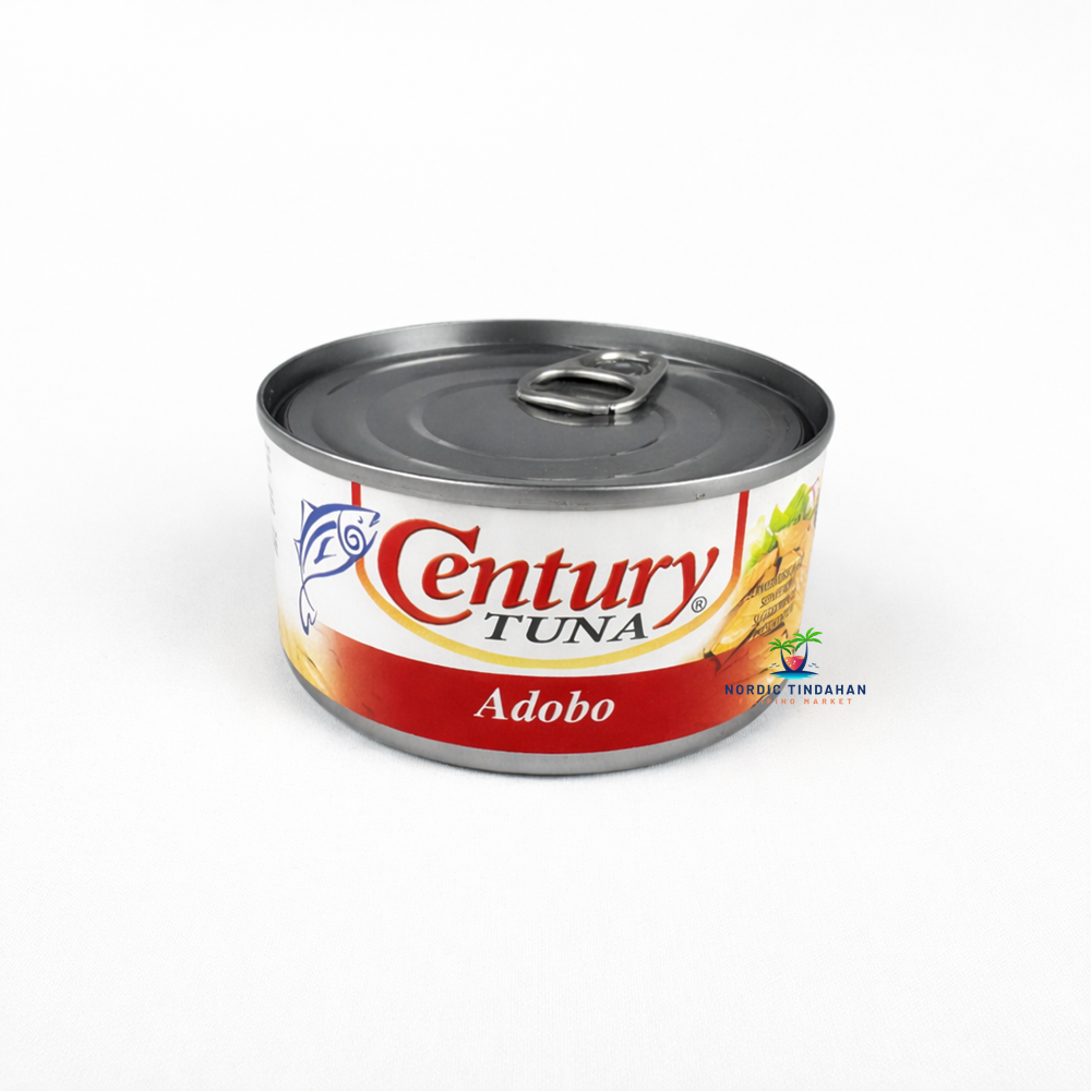 Century Tuna Adobo 180g – Tender tuna flakes in a savory adobo sauce made with soy sauce, vinegar, and spices.