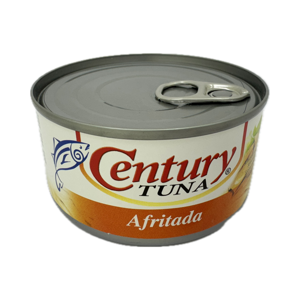 Century Tuna Afritada 180g – Savory tuna flakes cooked in a rich tomato-based sauce with potatoes, carrots, and green peas.