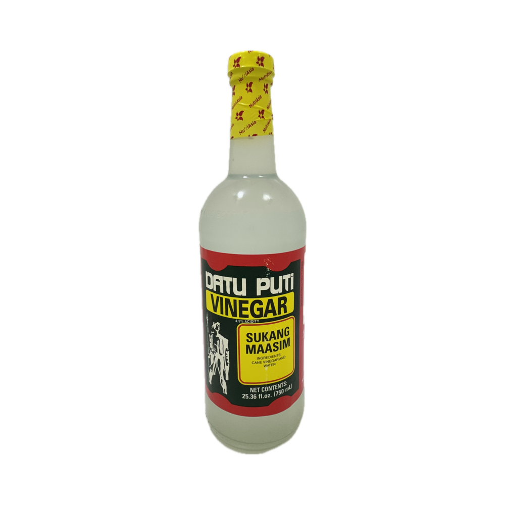 Datu Puti Vinegar 750ml – A traditional Filipino cane vinegar, naturally fermented to deliver a clean, crisp acidity, perfect for cooking, marinating, and dipping.