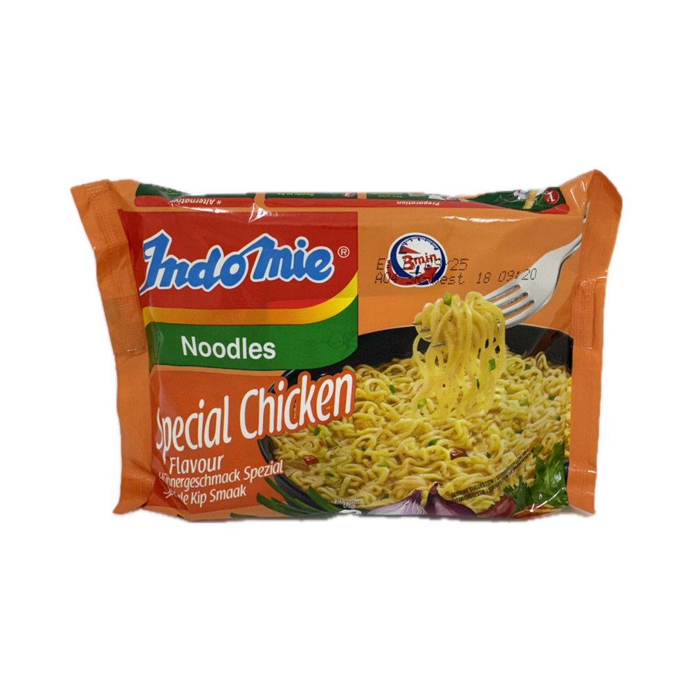 Indomie Special Chicken 75g – Indonesian instant noodles with a smooth, savory chicken flavor. Quick and comforting meal.