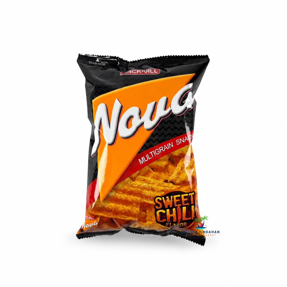 Jack ’n Jill Nova Multigrain Snack with Sweet Chili Flavor is a crunchy Filipino snack made from multigrain ingredients. The snack combines a crispy texture with a sweet and mildly spicy chili flavor, making it a tasty choice for snacking.
