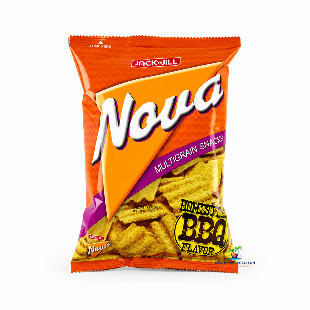 Jack ‘n Jill Nova Multigrain Snacks Biomass BBQ Flavor is a crunchy Filipino multigrain snack packed with smoky barbecue flavor and satisfying crispiness. Perfect for snacking anytime, parties, or movie nights. Enjoy a popular Filipino snack favorite with a delicious BBQ twist.