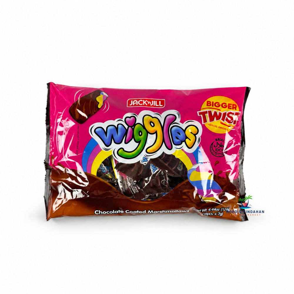 Jack ’n Jill Wiggles chocolate coated marshmallows are soft, chewy marshmallow treats covered in a delicious chocolate coating. This 126g pack contains individually wrapped treats, perfect for a sweet snack or sharing.