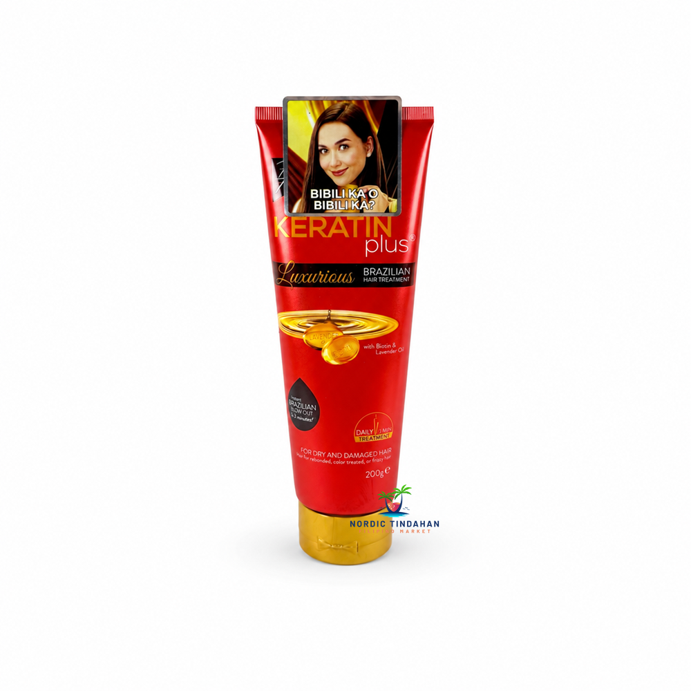 Keratin Plus Luxurious Brazilian Hair Treatment 200g is a nourishing hair treatment enriched with biotin and lavender oil to help smooth, strengthen, and revitalize dry and damaged hair. Ideal for rebonded, color-treated, and frizzy hair, leaving it soft, shiny, and manageable.