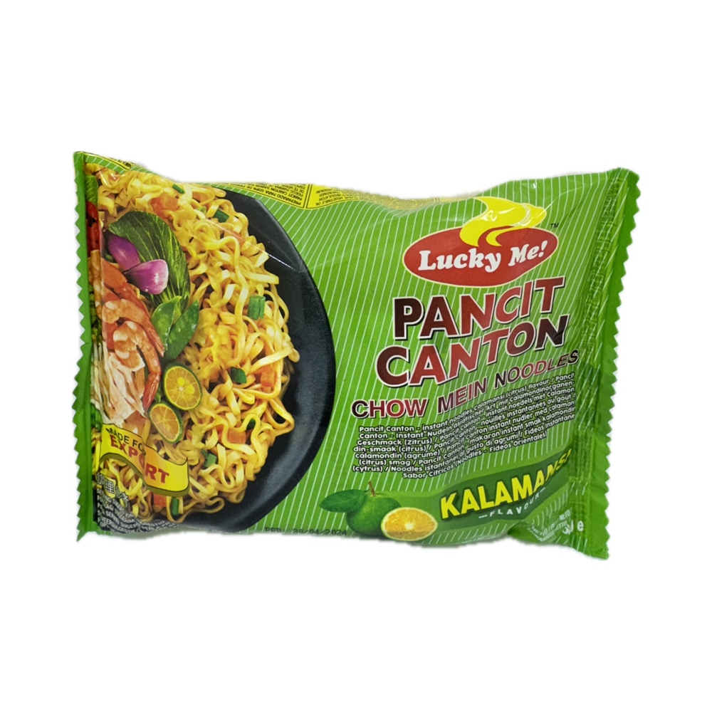 Lucky Me Noodles Pancit Canton Calamansi 60g – Filipino instant noodles with a zesty calamansi citrus flavor. Quick, tasty, and uniquely refreshing.