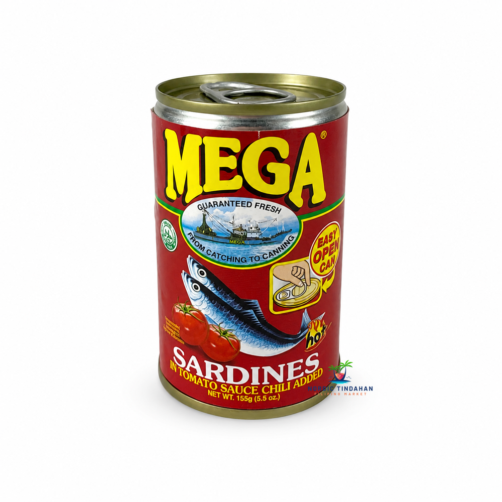 Enjoy the rich taste of Mega Sardines in Tomato Sauce Chili Added 155g. Made from freshly caught sardines packed in flavorful tomato sauce with added chili, this Filipino pantry staple delivers a delicious balance of savory and spicy flavors. Perfect for quick meals, rice dishes, sandwiches, pasta, or traditional Filipino recipes. Convenient, nutritious, and ready to enjoy anytime.