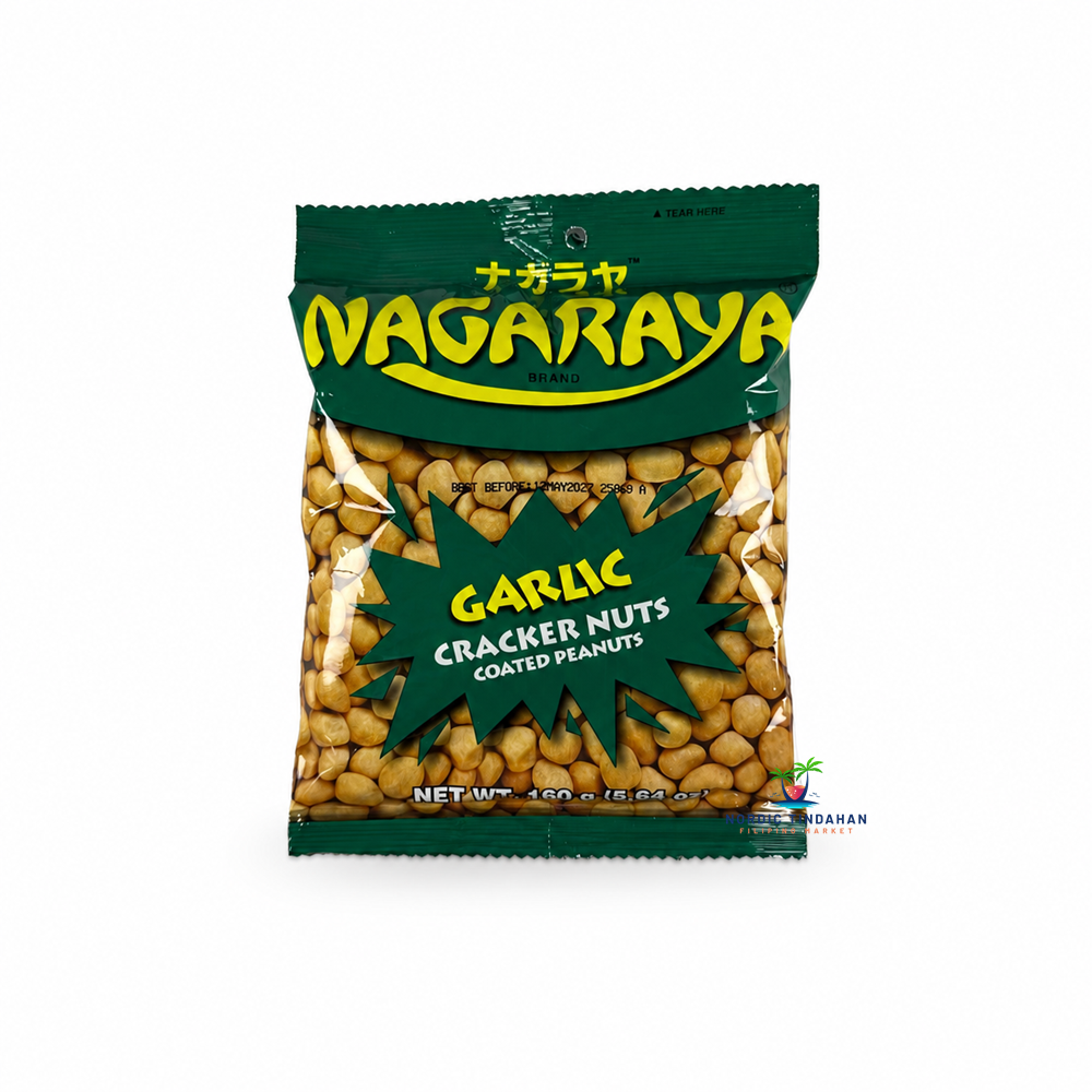 Enjoy the crunchy and savory taste of Nagaraya Garlic Cracker Nuts. These crispy cracker-coated peanuts are seasoned with rich garlic flavor, making them a popular Filipino snack for any occasion. Perfect for sharing, enjoying with drinks, or satisfying savory cravings with every crunchy bite.