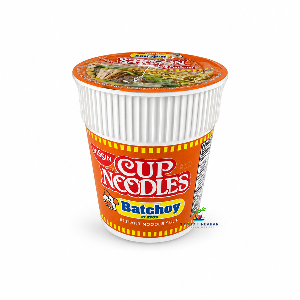 Nissin Cup Noodles Batchoy Flavor instant noodle soup in a cup, Filipino-style noodle soup.