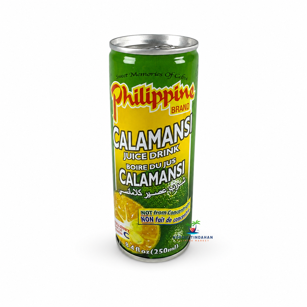 Enjoy the refreshing taste of Philippine Brand Calamansi Juice Drink 250ml. Made with real calamansi juice and not from concentrate, this sweet and tangy Filipino citrus drink is perfect served chilled on its own or with meals for a refreshing tropical experience.