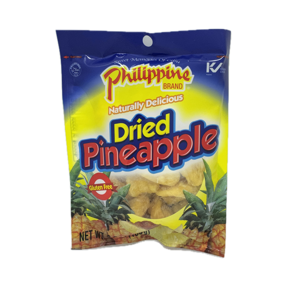 Philippine Brand Dried Pineapple 100g – sweet and chewy dried pineapple slices from the Philippines. A tropical Filipino snack perfect for on-the-go.