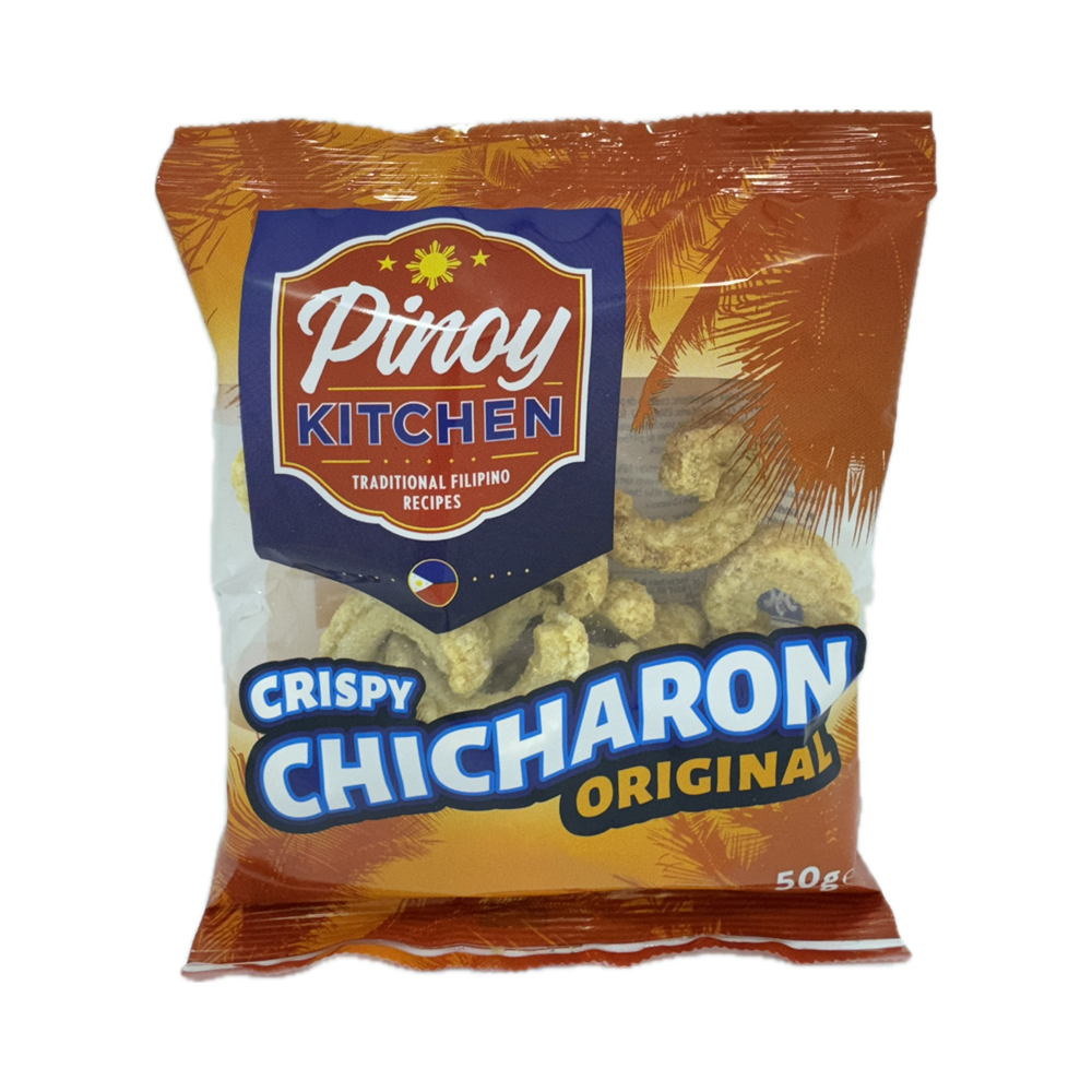 Pinoy Kitchen Chicharon 50g – crispy Filipino pork cracklings, a savory and crunchy snack straight from the Philippines.