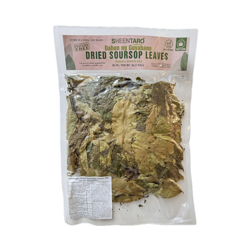 Sheentaro Dried Guyabano Leaves 50g pack, natural herbal leaves for tea and wellness drinks
