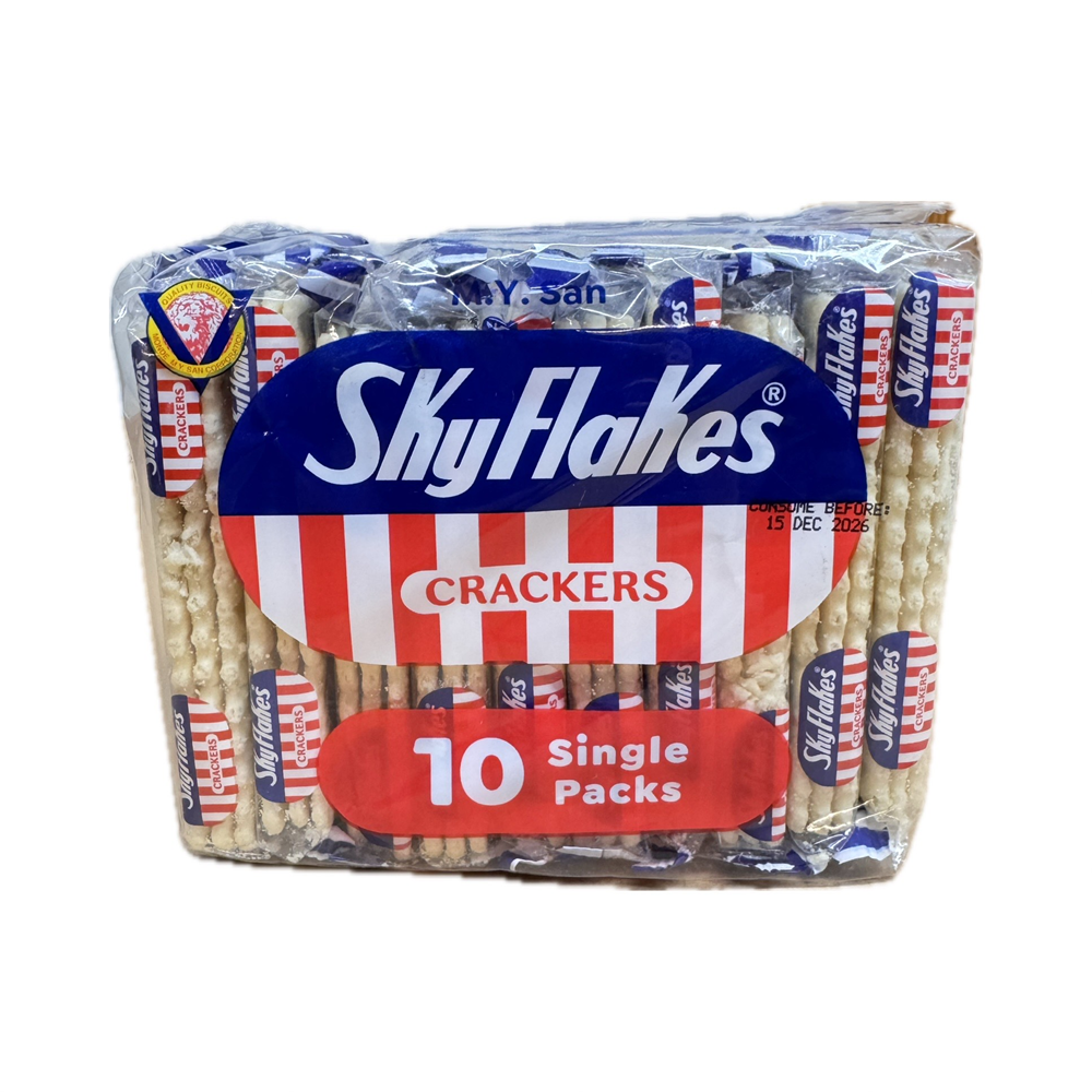 Skyflakes Plain Crackers 10x25g pack, light and crispy snack crackers, perfect for meals and dips