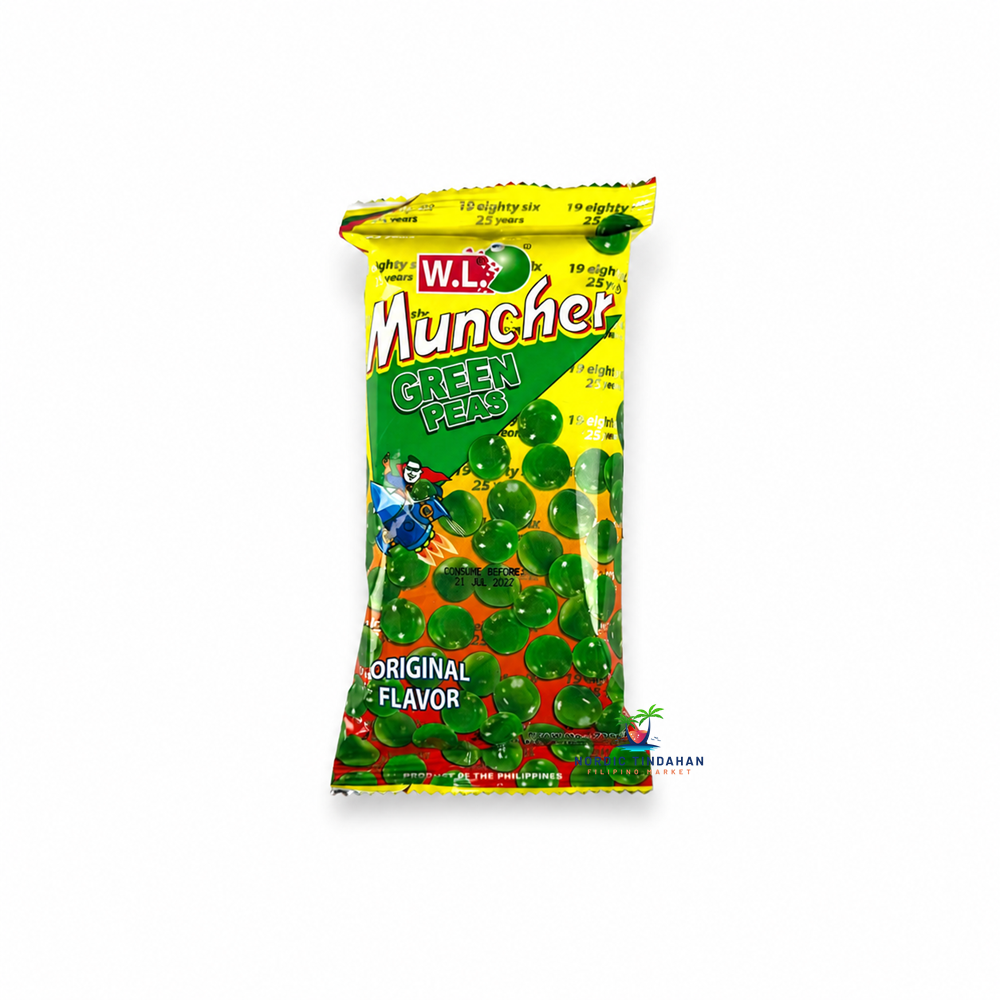 W.L. Muncher Green Peas Original Flavor is a crunchy Filipino green pea snack with delicious savory taste and satisfying crispiness. These roasted green peas are perfect for snacking, sharing, parties, and everyday treats. Enjoy a popular Filipino snack favorite with classic original flavor.