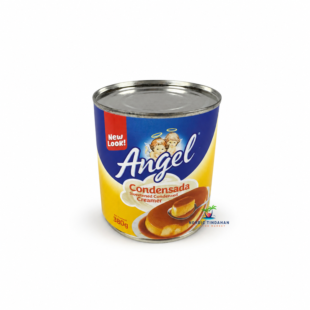 Angel Condensada Sweetened Condensed Creamer is a rich and creamy Filipino-style sweetened creamer in a 380g can. Ideal for desserts, coffee, beverages and classic Filipino recipes such as leche flan.