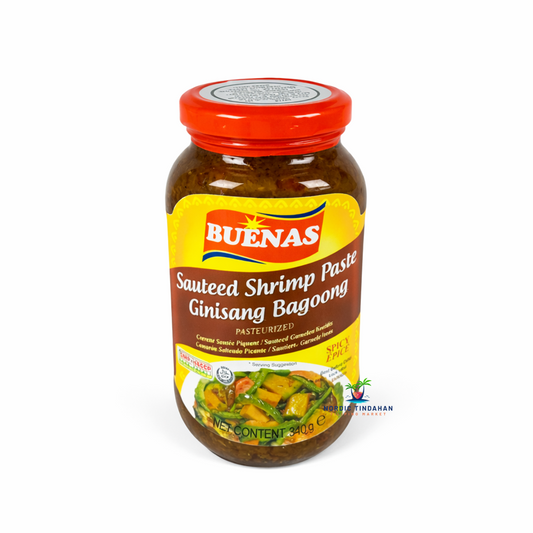 Buenas Spicy Ginisang Bagoong – sautéed shrimp paste with chili, a savory and spicy Filipino condiment for dishes like kare-kare and green mango.