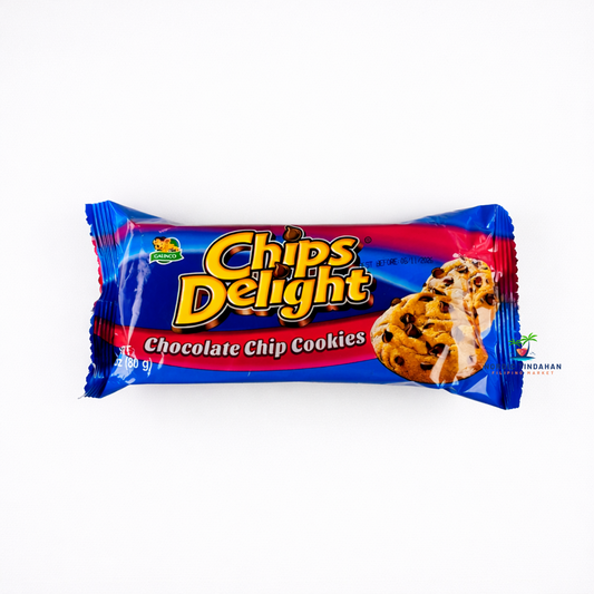 Chips Delight Chocolate Chip Cookies – soft and crunchy chocolate chip cookies in a blue and red snack pack.
