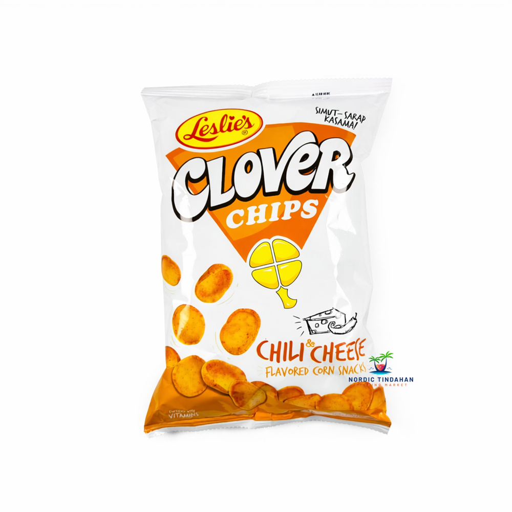 Clover Chips Chili & Cheese 85g – crispy corn snack with spicy chili and creamy cheese flavor from the Philippines