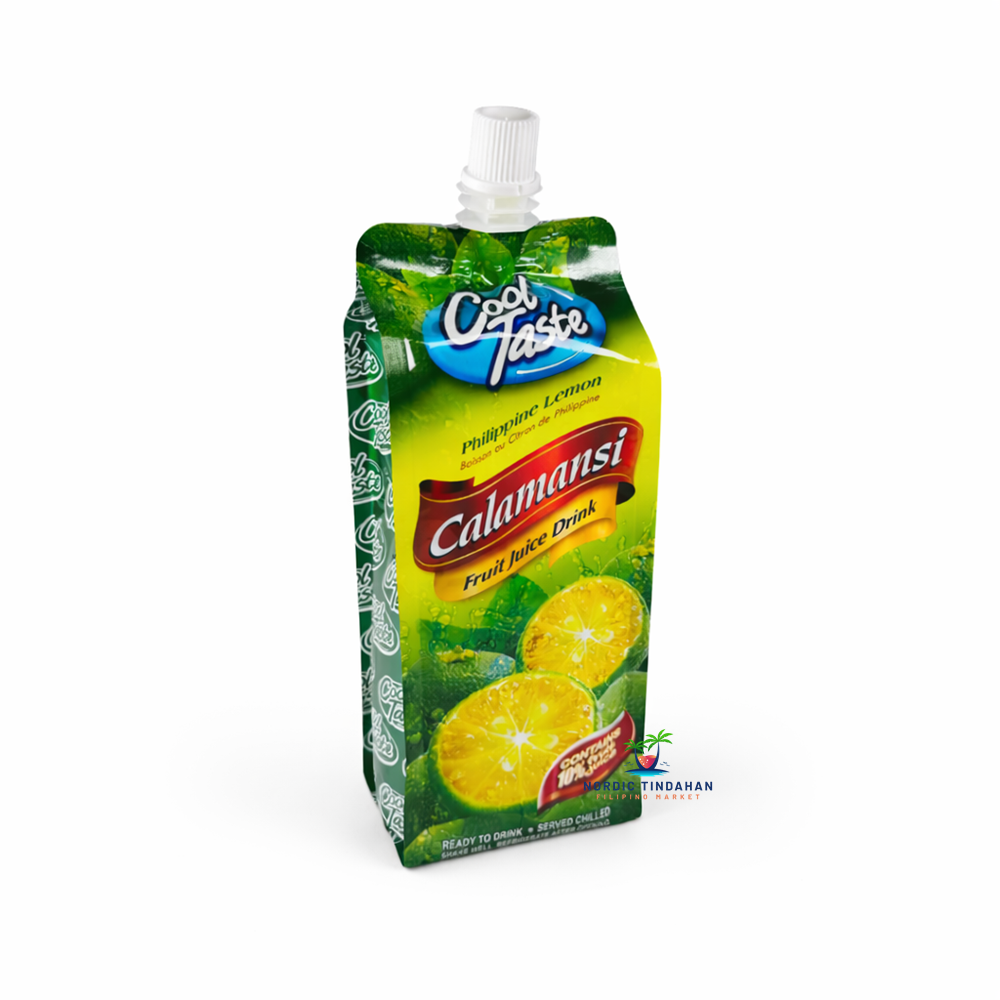Cool Taste Calamansi is a refreshing citrus fruit juice drink made from Philippine calamansi, offering a tangy, zesty flavor that is crisp, thirst-quenching, and best enjoyed chilled.