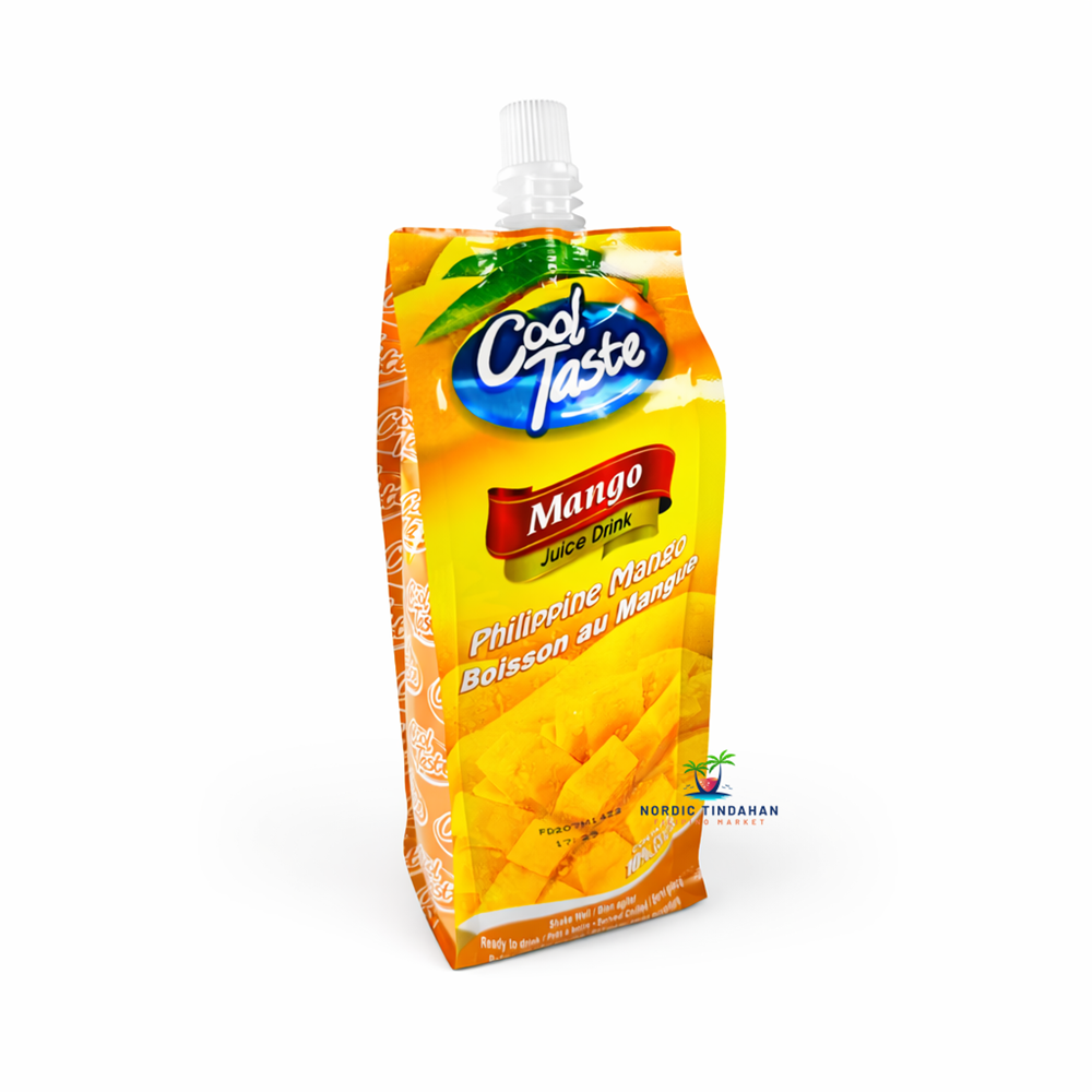 Cool Taste Mango juice is a smooth and refreshing fruit drink made from Philippine mangoes, offering a naturally sweet, rich tropical flavor that is best enjoyed chilled.