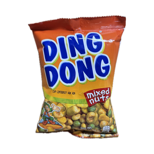 Bag of Ding Dong mixed nuts, a crunchy Filipino snack blend of peas, corn, and nuts.