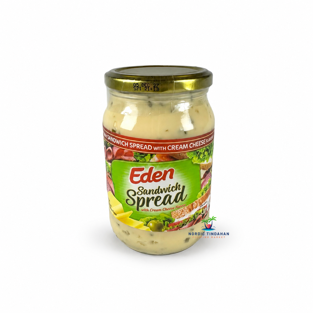 Eden Sandwich Spread with Cream Cheese Flavor in a jar, creamy sandwich spread ideal for sandwiches, toast and snacks.