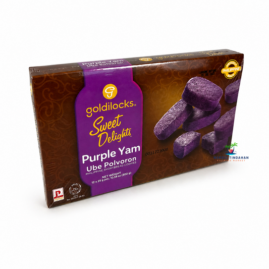 Goldilocks Sweet Delights Ube Polvoron 300g is a classic Filipino shortbread treat infused with the rich and creamy flavor of purple yam (ube). These crumbly, melt-in-your-mouth cookies offer a perfect balance of sweetness and texture, making them ideal for snacks, desserts, or gifting. Enjoy an authentic taste of the Philippines with this premium ube-flavored polvoron.