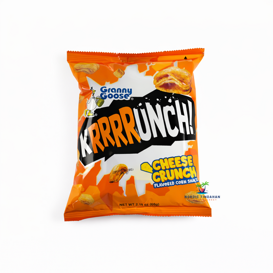 Granny Goose Krrrrunch Cheese Crunch 60g – crispy corn snack with bold cheesy flavor and crunchy texture.