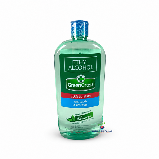 Green Cross Ethyl Alcohol 70% is an antiseptic disinfectant solution for external use. The 500ml bottle is a practical choice for everyday hygiene and personal care.