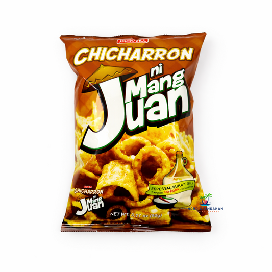 Jack ’n Jill Chicharron Ni Mang Juan 90g – crunchy corn snack inspired by classic chicharron flavor, a bold and savory snack.
