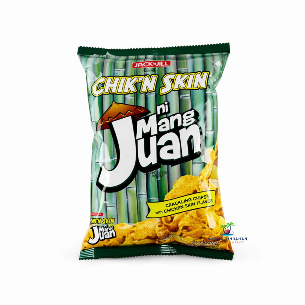 Jack ’n Jill Chik’n Skin by Mang Juan 70g pack, crispy chicken-flavored snack chips for munching and snacking