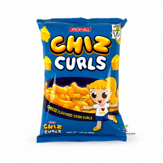 Jack ‘n Jill Chiz Curls Cheese Flavored Corn Curls 55 g is a popular Filipino corn snack featuring a light crunchy texture and delicious cheesy flavor. These airy corn curls are perfect for snacking, parties, and quick treats for all ages. Enjoy a classic Filipino snack experience with every bite.