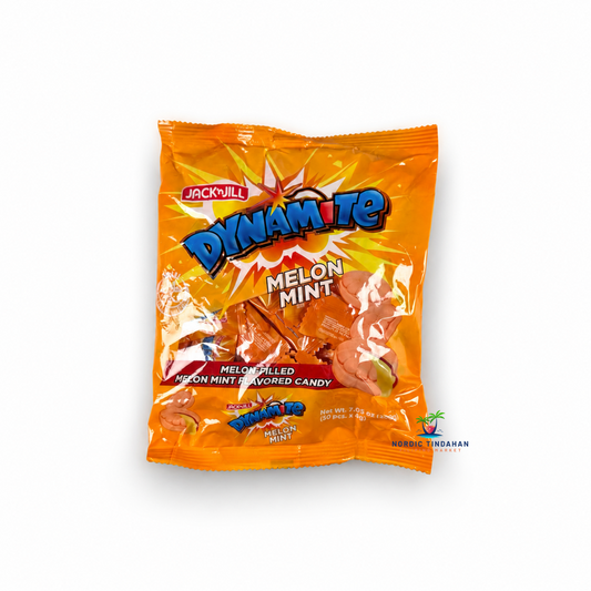 Jack ’n Jill Dynamite Melon Mint is a refreshing melon-filled mint candy with a sweet fruity flavor. The 200g pack contains individually wrapped candies, making it a convenient Filipino treat to enjoy anytime.