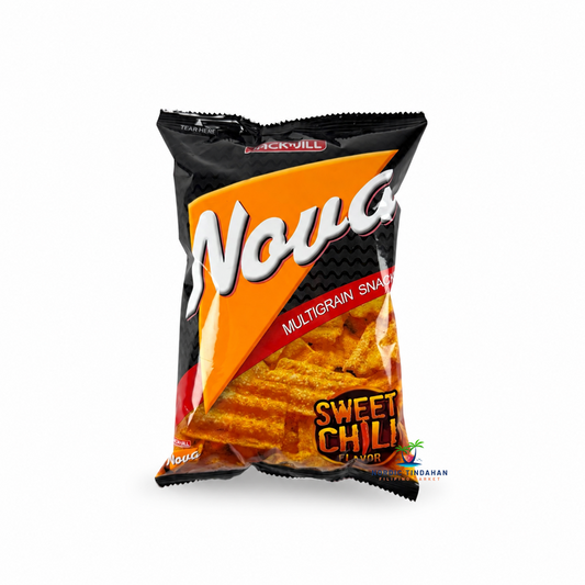 Jack ’n Jill Nova Multigrain Snack with Sweet Chili Flavor is a crunchy Filipino snack made from multigrain ingredients. The snack combines a crispy texture with a sweet and mildly spicy chili flavor, making it a tasty choice for snacking.