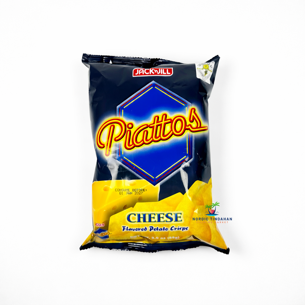 Jack ’n Jill Piattos Cheese 85g pack, crispy and cheesy snack chips, perfect for munching and snacking