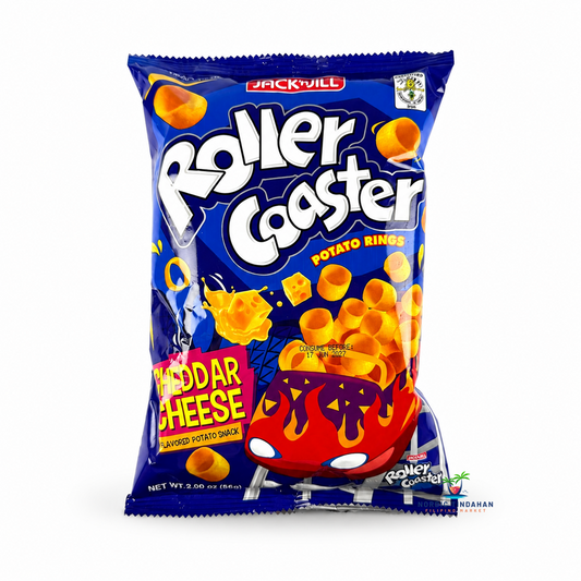 Jack ‘n Jill Roller Coaster Potato Rings Cheddar Cheese is a popular Filipino potato snack featuring crunchy potato rings coated with rich cheddar cheese flavor. Perfect for snacking, parties, and sharing with friends and family. Enjoy a fun and tasty Filipino snack favorite with every bite.