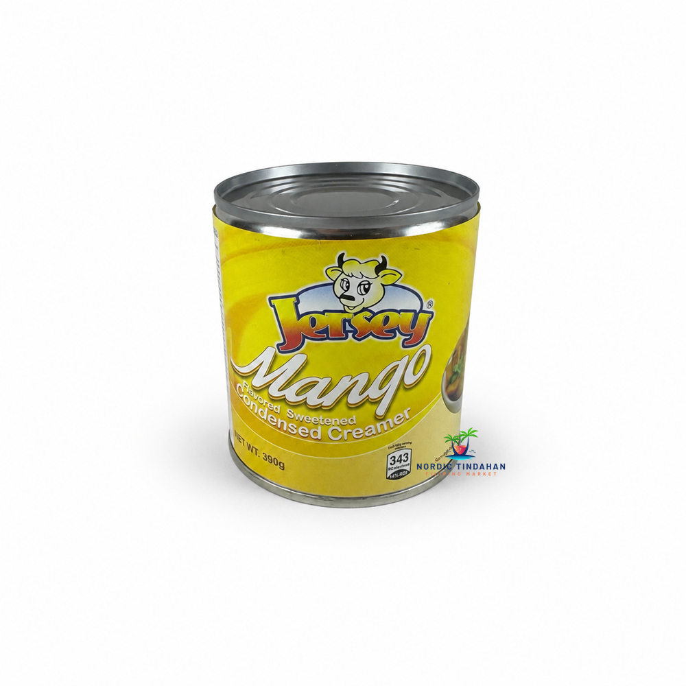 Jersey Mango Flavored Sweetened Condensed Creamer 390g is a rich and creamy mango-flavored sweetened condensed creamer. Perfect for Filipino desserts, halo-halo, mango float, fruit salads, baked treats, beverages, and other tropical recipes.