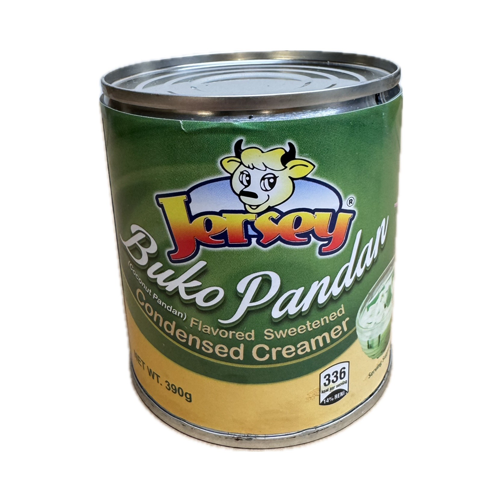 Jersey Buko Pandan condensed creamer 390g can, sweet coconut and pandan-flavored milk for desserts and beverages