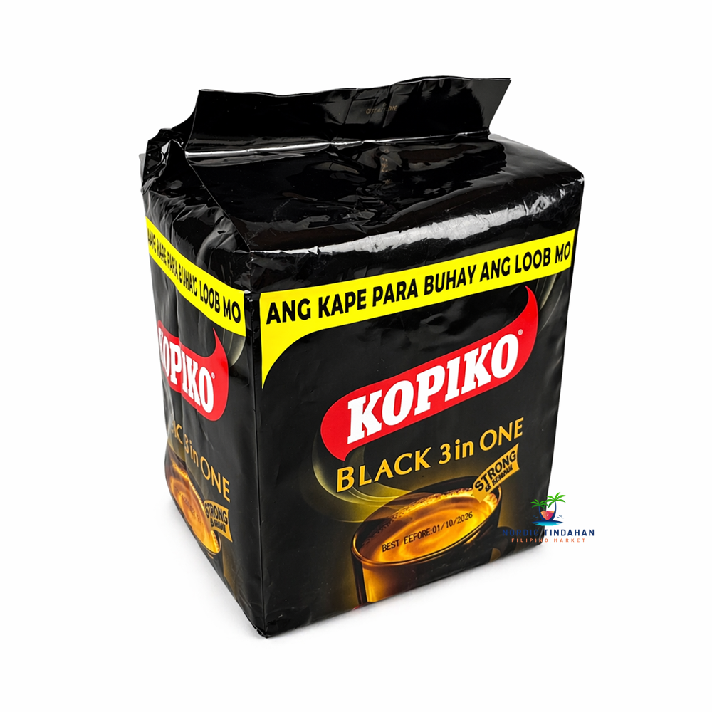 Kopiko Black 3-in-1 Instant Coffee Mix is a bold and full-bodied coffee blend made with premium coffee, sugar, and creamer. Known for its stronger, richer taste compared to regular 3-in-1 mixes, it delivers a satisfying coffee experience with a smooth finish. Quick and easy to prepare, it’s perfect for busy mornings, work breaks, or anytime you need an instant energy boost.