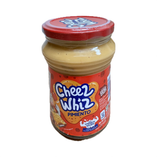 Kraft Cheez Whiz Pimiento 440g jar, creamy cheese spread with rich pimiento flavor for snacks and sandwiches