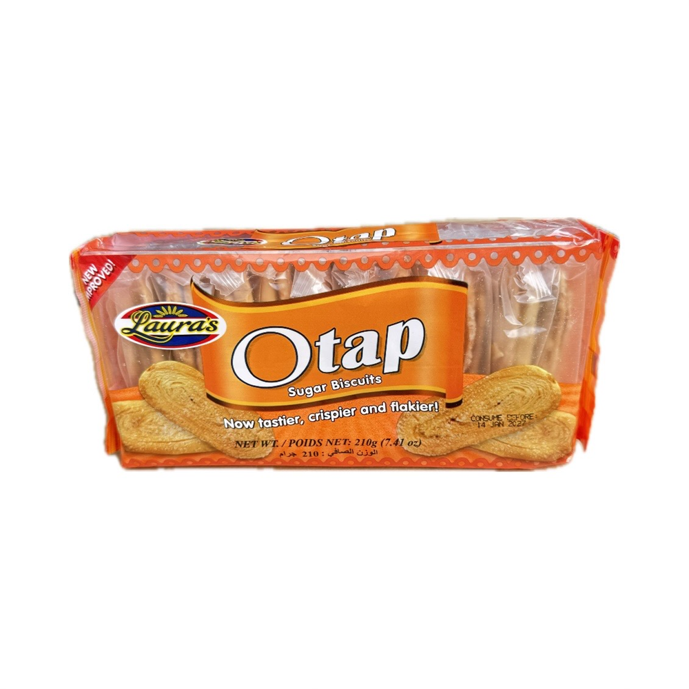 Laura's Otap Original Flavor 210g - crispy, flaky Filipino puff pastry cookies with a sweet, buttery taste.