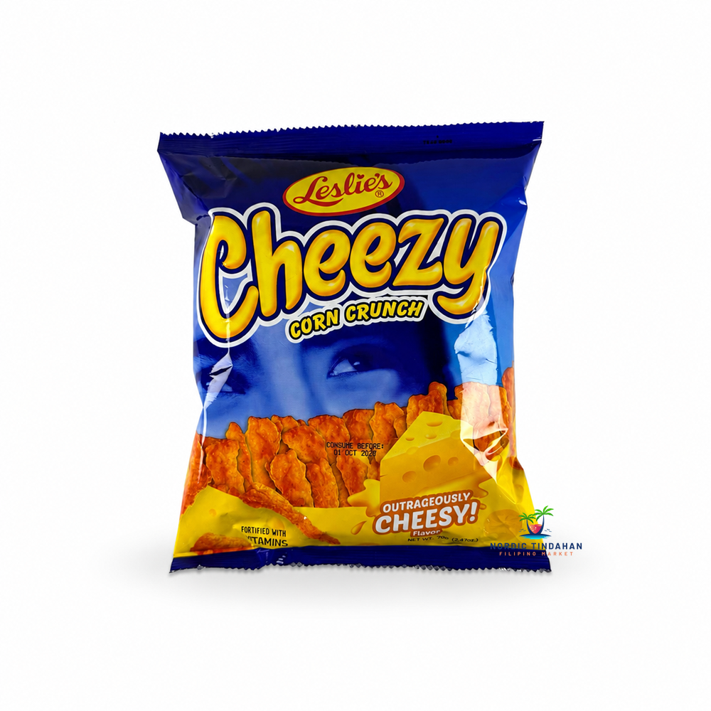 Leslie's Cheezy Corn Crunch Cheese 70g is a popular Filipino corn snack with an irresistibly crunchy texture and rich cheesy flavor. Fortified with vitamins, it's perfect for snacking at home, at work, or on the go.