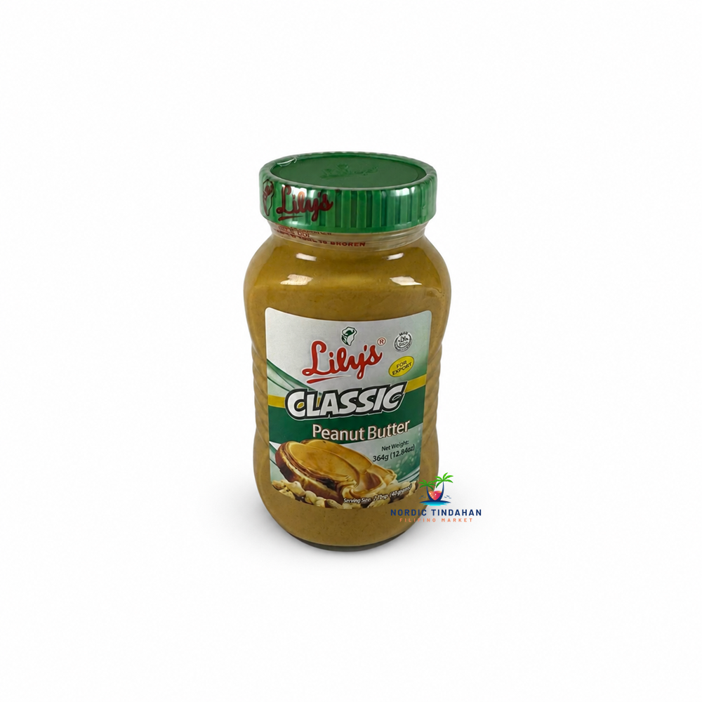 Lily's Classic Peanut Butter 364g is a smooth and creamy peanut spread made from quality peanuts. Perfect for sandwiches, toast, baking, desserts, smoothies, and a variety of sweet or savory recipes. A popular pantry staple for authentic Filipino breakfasts and snacks.