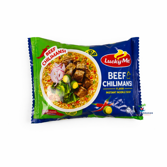 Lucky Me Beef Chilimansi Noodles 53g is a flavorful Filipino instant noodle favorite that combines rich beef taste with the zesty tang of calamansi and a hint of chili heat. This unique sweet-sour-spicy profile makes it a go-to comfort food across the Philippines.