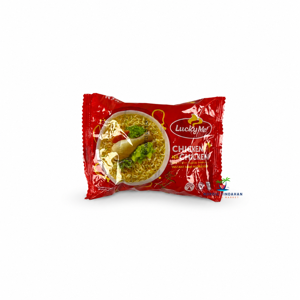 Lucky Me! Chicken Na Chicken Instant Mami Noodle Soup 55g is a classic Filipino instant noodle soup with rich chicken flavor and springy noodles. Quick and easy to prepare, it's perfect for a comforting snack, light meal, or authentic taste of the Philippines.