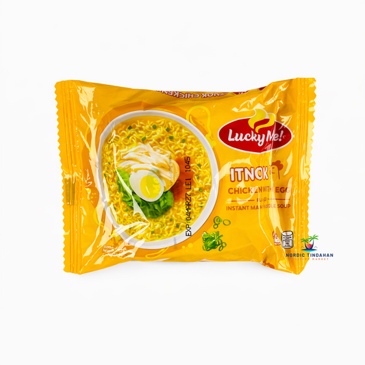 Lucky Me Itnok Chicken with Egg Instant Noodles – instant noodle soup with chicken flavor and egg.